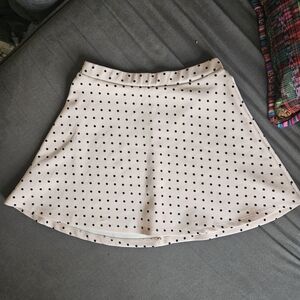 Polka Dot A-Line Skirt - Rose with Black Dots